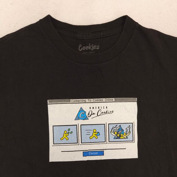 Cookies Casual Short Sleeve Crew Neck T-Shirt Mens Size Medium M Black - Picture 1 of 10